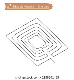 One continuous line drawing of a modified rhombus geometry shape. Geometry vector illustration of a modified rhombus symbol for icons, logos, symbols. Applied to screen printing or web design.