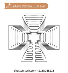 One continuous line drawing of a modified plus geometry shape. Geometry vector illustration of a 
modified plus symbol for icons, logos, symbols. Applied to screen printing or web design.

