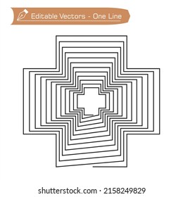 One continuous line drawing of a modified plus geometry shape. Geometry vector illustration of a 
modified plus symbol for icons, logos, symbols. Applied to screen printing or web design.
