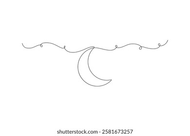 One continuous line drawing of Moon vector illustration