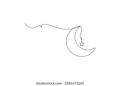 One continuous line drawing of Moon vector illustration