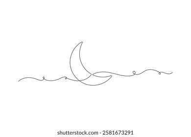 One continuous line drawing of Moon vector illustration