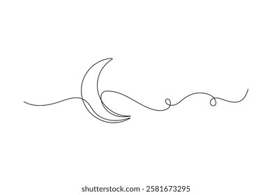 One continuous line drawing of Moon vector illustration