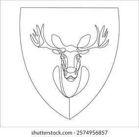 One continuous line drawing of moose deer elk. single line of minimalist moose deer illustration. editable stroke