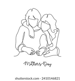 One continuous line drawing of mother's Day vector illustration. event on 14th may with mother's and child design illustration simple linear style vector concept. Suitable for your asset design
