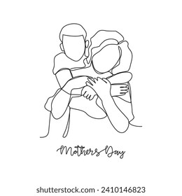 One continuous line drawing of mother's Day vector illustration. event on 14th may with mother's and child design illustration simple linear style vector concept. Suitable for your asset design