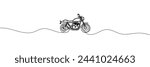 One continuous line drawing of a motorcycle