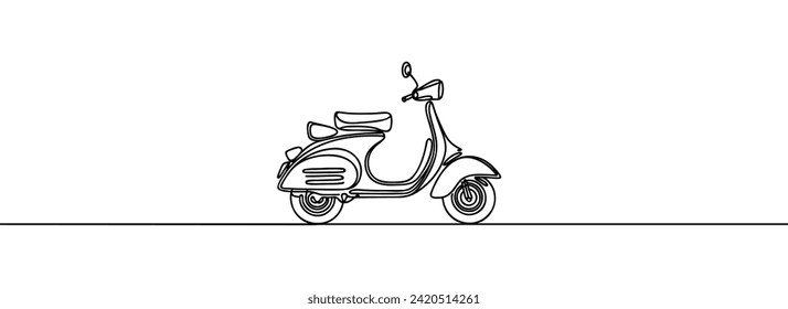 One continuous line drawing of a motorcycle