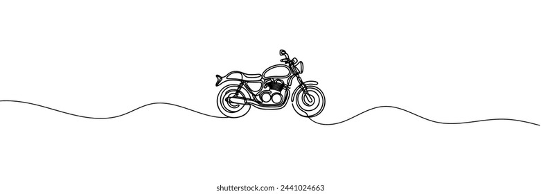 One continuous line drawing of a motorcycle