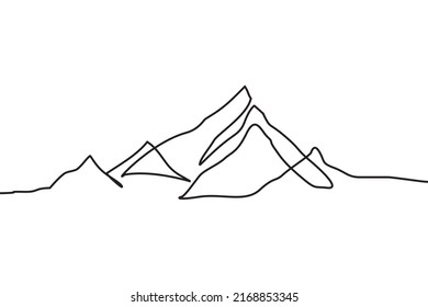 One Continuous Line Drawing Mountain Range Stock Vector (Royalty Free ...