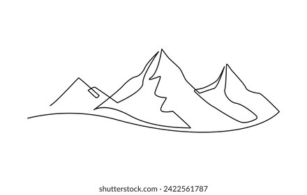  Un plano de línea continua de la plantilla de paisaje de la cordillera