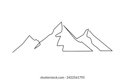  One continuous line drawing of mountain range landscape template