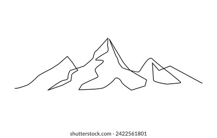  One continuous line drawing of mountain range landscape template