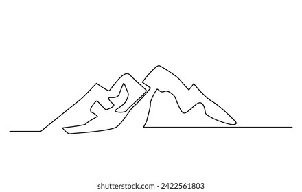  One continuous line drawing of mountain range landscape template