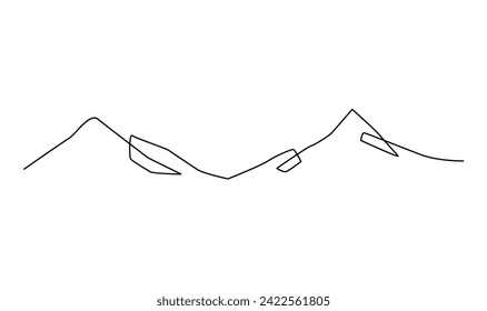  One continuous line drawing of mountain range landscape template