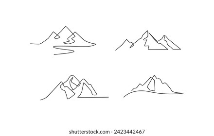 Un plano de línea continua de la plantilla de paisaje de la cordillera