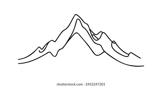 One continuous line drawing of mountain. vector illustration.