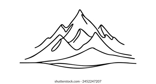 One continuous line drawing of mountain. vector illustration.