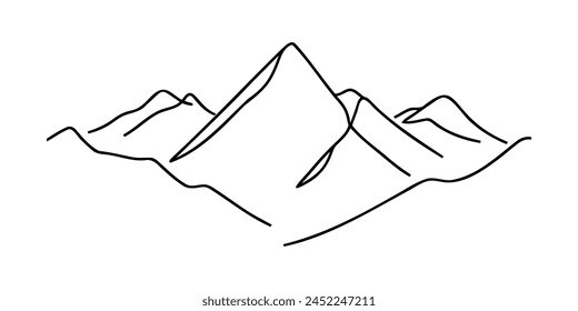 One continuous line drawing of mountain. vector illustration.