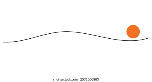 Un dibujo de línea continua de vista de montaña y puesta de sol. Un dibujo de línea de vista de montaña minimalista. Línea única minimalista de vista de montaña. Fondo blanco aislado