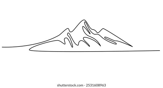 um desenho de linha contínua de paisagem de montanha.um desenho de linha de paisagem de montanha.montanhas de linha única.fundo branco isolado