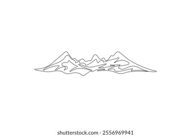 One continuous line drawing of mountain vector