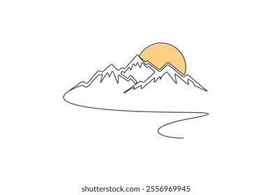 One continuous line drawing of mountain vector