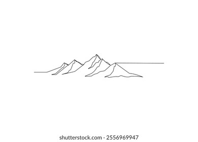 One continuous line drawing of mountain vector
