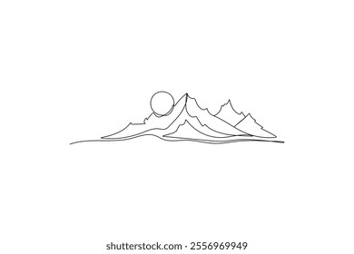 One continuous line drawing of mountain vector