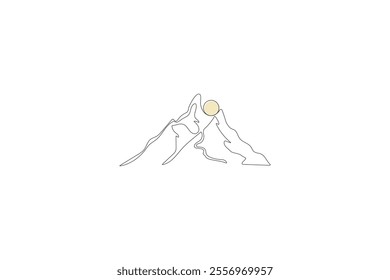 One continuous line drawing of mountain vector