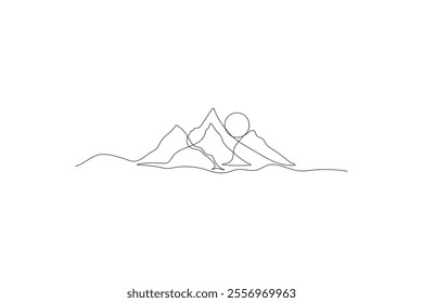 One continuous line drawing of mountain vector