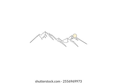One continuous line drawing of mountain vector