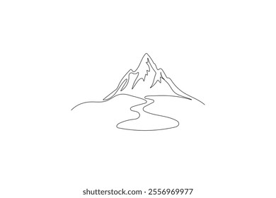 One continuous line drawing of mountain vector