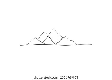 One continuous line drawing of mountain vector