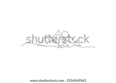 One continuous line drawing of mountain vector