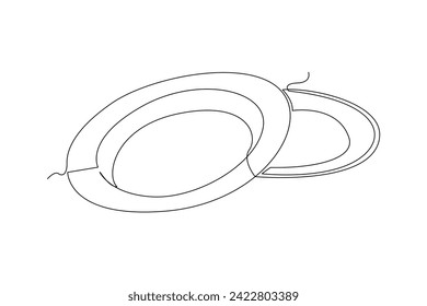 One continuous line drawing of Mug and Plate concept. Doodle vector illustration in simple linear style.