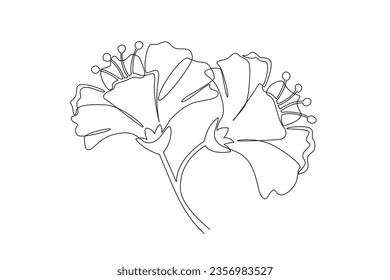 One continuous line drawing of Multicolored blooming flowers concept. Doodle vector illustration in simple linear style. 