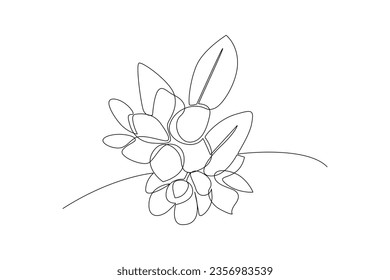 One continuous line drawing of Multicolored blooming flowers concept. Doodle vector illustration in simple linear style. 