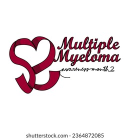 One continuous line drawing of multiple myeloma awareness month with white background. Awareness ribbon design in simple linear style. healthcare and medical design concept vector illustration.