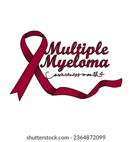 One continuous line drawing of multiple myeloma awareness month with white background. Awareness ribbon design in simple linear style. healthcare and medical design concept vector illustration.