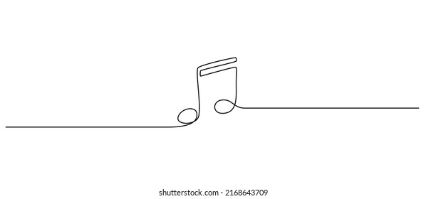 One continuous line drawing of musical notes. Minimalist web banner and symbol of sound and music school in simple linear style. Editable stroke. Doodle vector illustration 