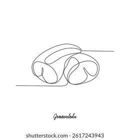 One continuous line drawing of Naan Bread food vector design illustration. Traditional food in simple linear style vector design concept. European foods for your asset design and educational purpose.