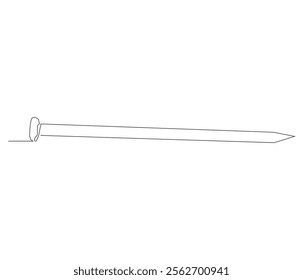 One continuous line drawing of nail . Single line of nail vector illustration