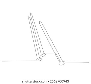 One continuous line drawing of nail . Single line of nail vector illustration