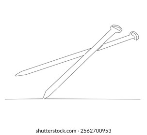 One continuous line drawing of nail . Single line of nail vector illustration