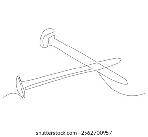 One continuous line drawing of nail . Single line of nail vector illustration