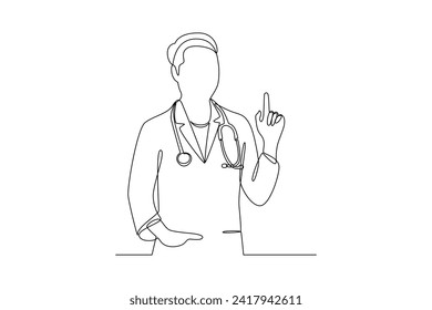 One continuous line drawing of National Doctors Day concept. Doodle vector illustration in simple linear style.