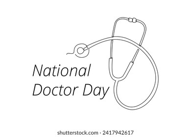 Un dibujo continuo del concepto del Día Nacional de los Médicos. Ilustración del vector Doodle en un estilo lineal simple.