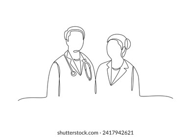One continuous line drawing of National Doctors Day concept. Doodle vector illustration in simple linear style.