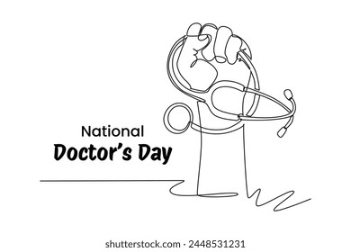 One continuous line drawing of national doctor's day concept. Doodle vector illustration in simple linear style.	